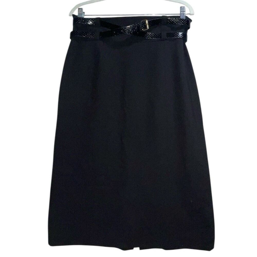 CALVIN KLEIN Black Belted Knee Length Women’s Pencil Skirt Size 12
